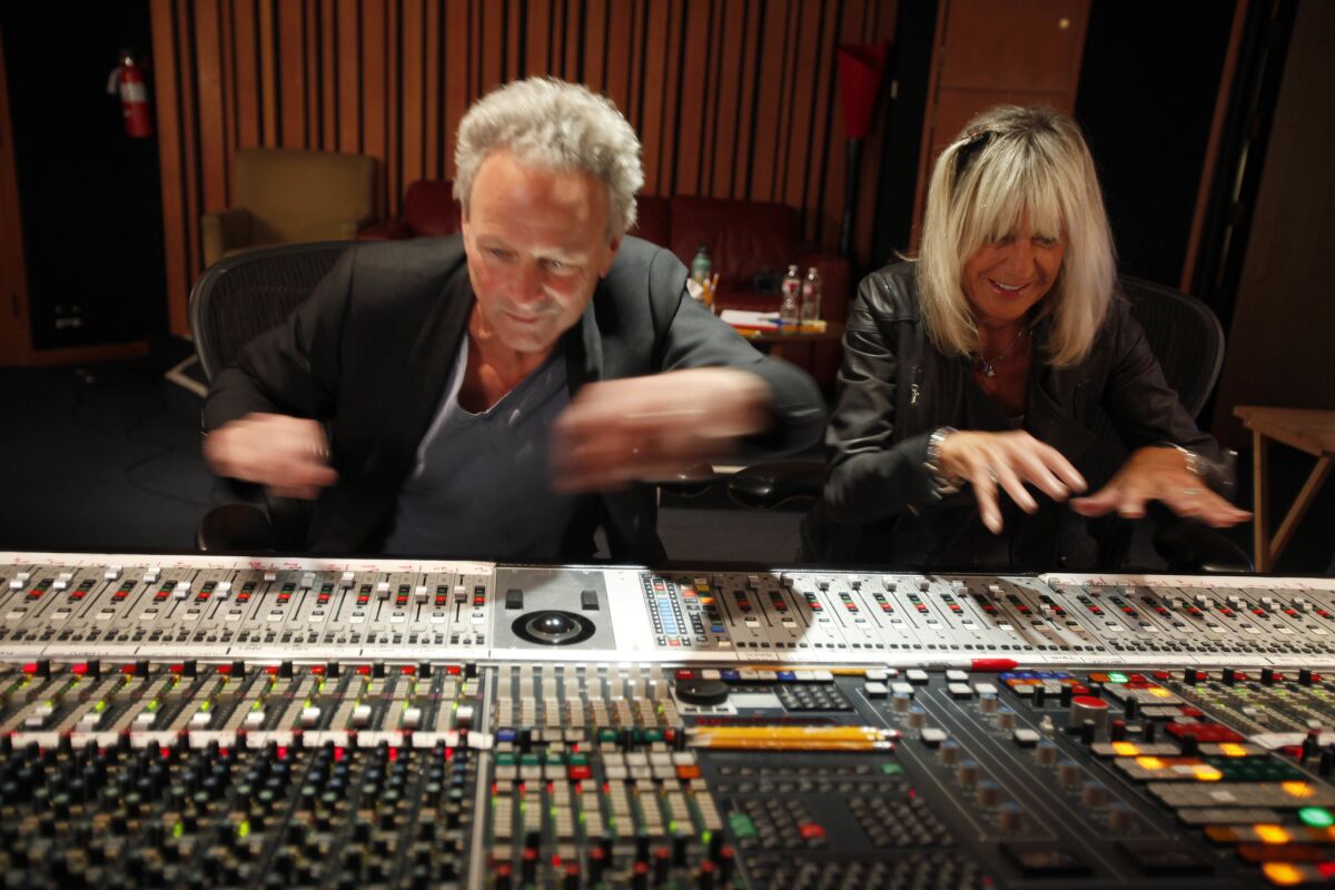Lindsey Buckingham and Christine McVie in 2014 at West L.A.'s Village Studios.
