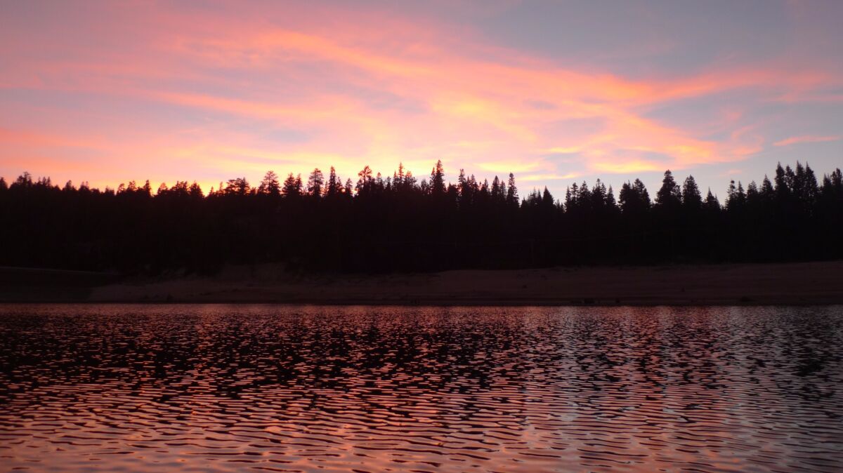 Huntington Lake at sunset.
