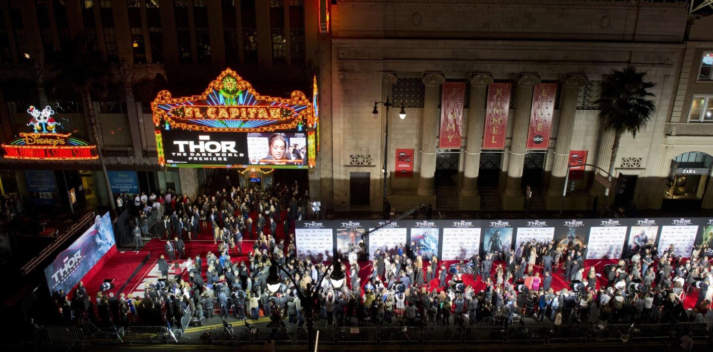 Guests arrive at the premiere of Marvel's "Thor: The Dark World" at the El Capitan Theatre in Hollywood.