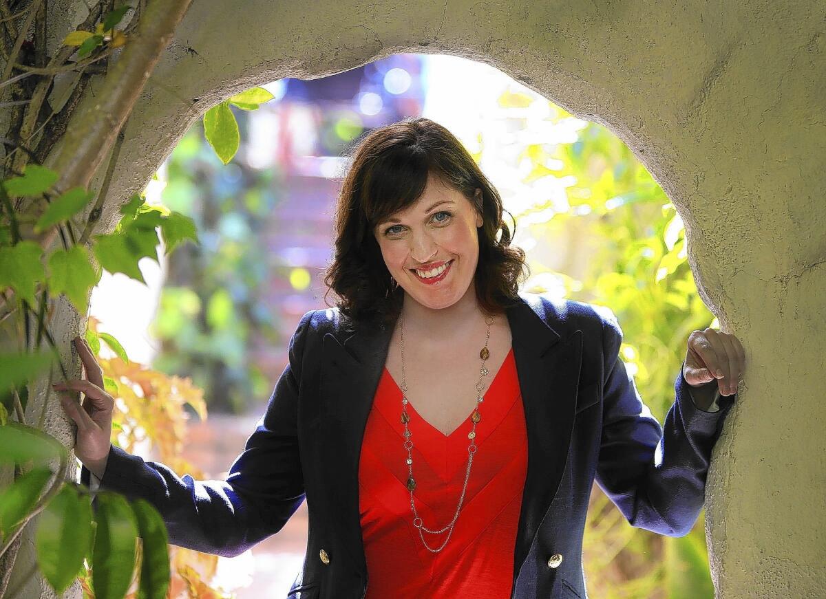 Allison Tolman in the garden of Chateau Marmont.