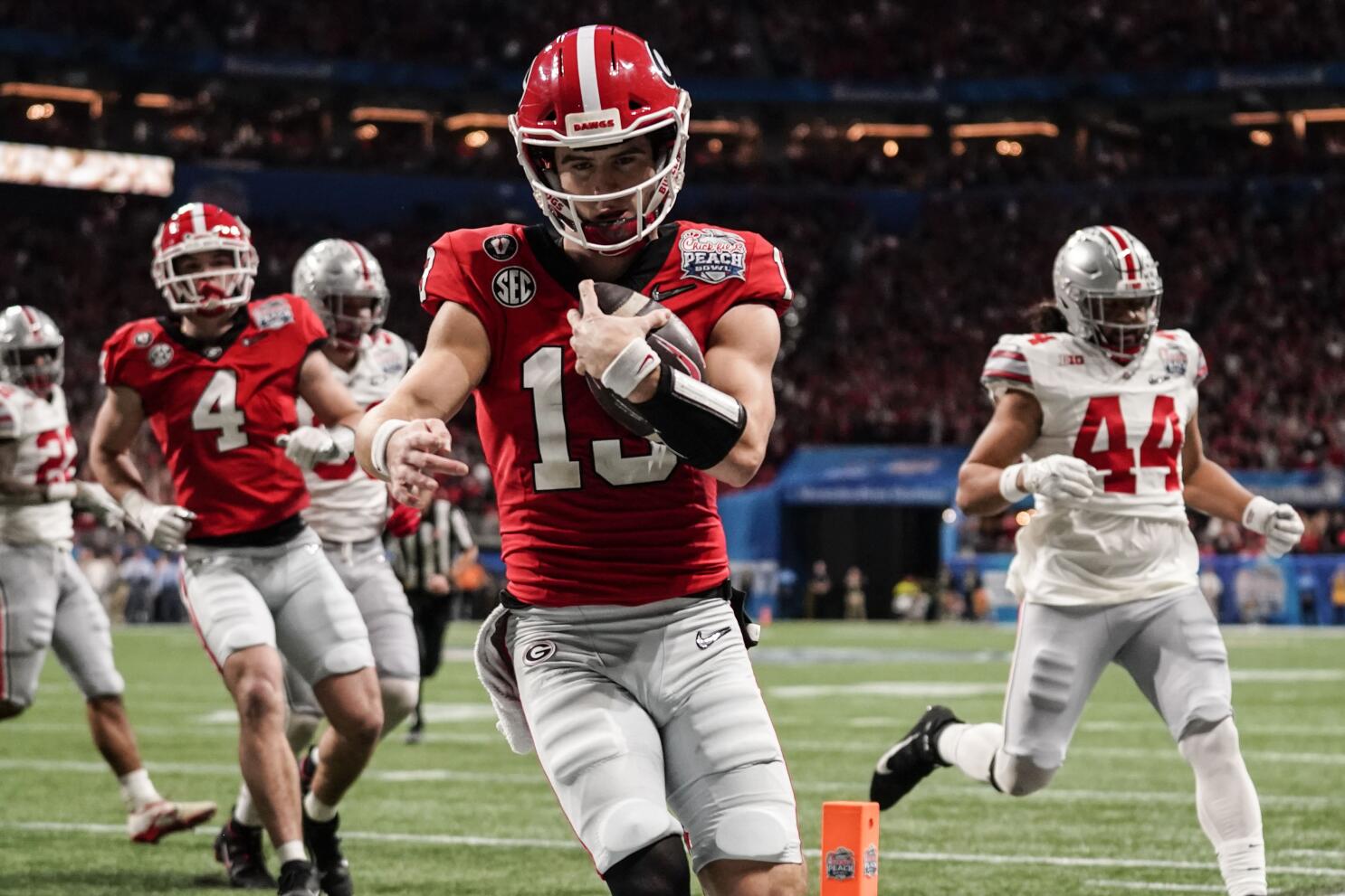 Georgia survives Ohio State in Peach Bowl to reach national title game