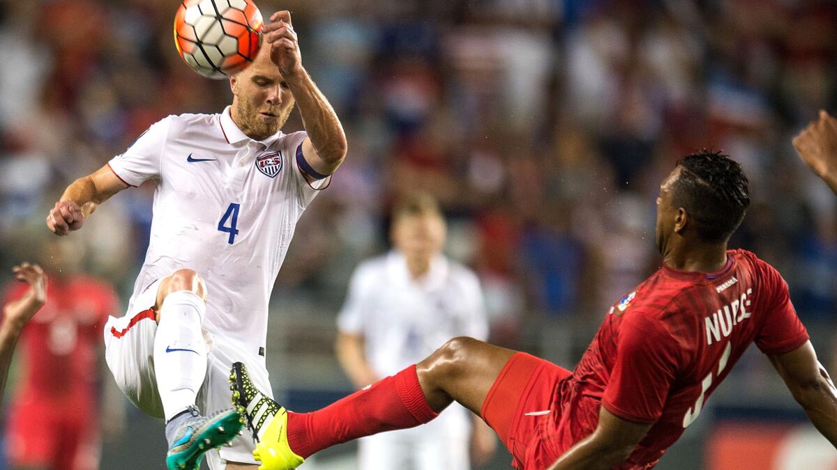 Midfielder Michael Bradley (4), volleying a pass against Panama on Monday, and his American teammates have no margin for error in a Gold Cup quarterfinal against Cuba on Saturday.