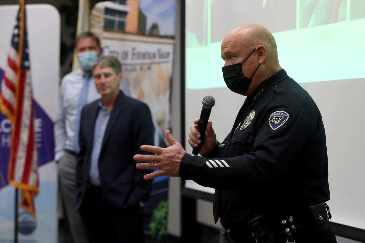 Police Chief Matt Sheppard responds to a question regarding catalytic converter thefts.