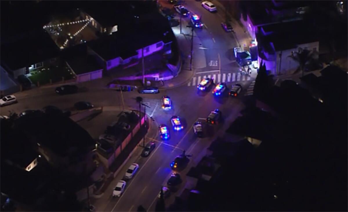 Aerial view of the intersection where a shooting happened.