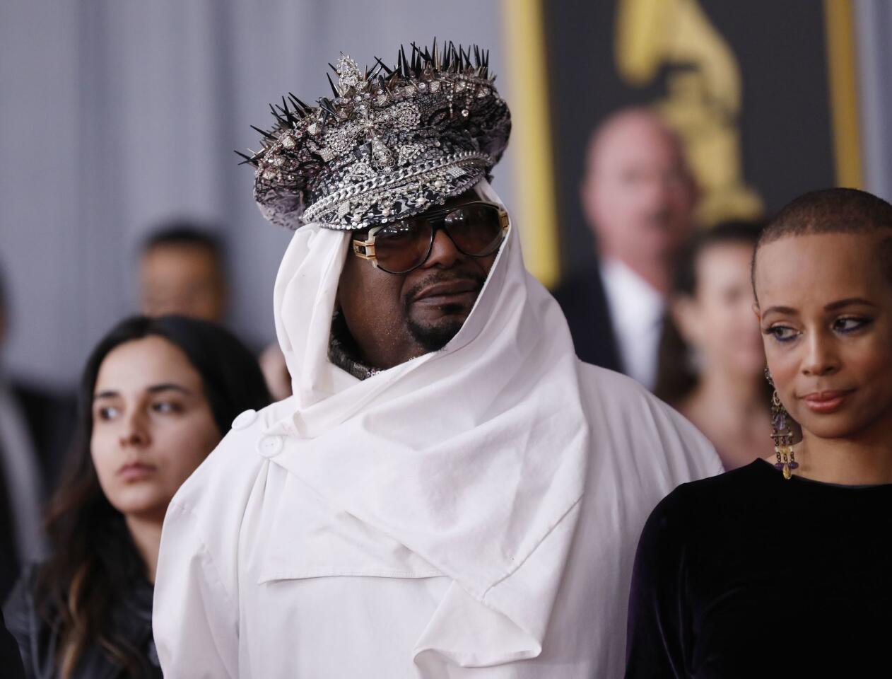 Musician George Clinton arrives at the 59th Annual Grammy Awards in Los Angeles