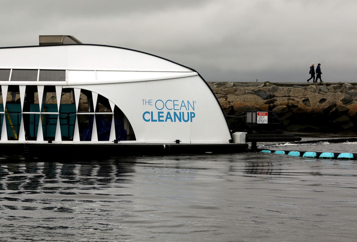 An interceptor serves as a last line of defense against trash flowing into the Pacific Ocean by way of Ballona Creek.