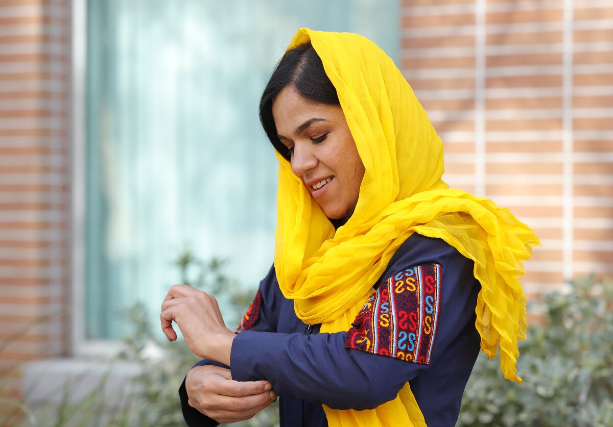 Shahba Shahrukhi, an Afghan women's rights defender, politician and scholar, Thursday on the UC Irvine campus.