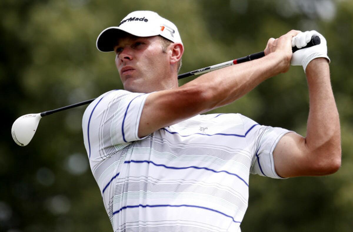 Shawn Stefani watches his tee shot at No. 9 during the third round of the St. Jude Classic on Saturday.