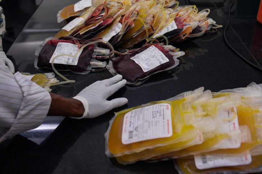 A medical assistant arranges packs of donated blood at a clinic in New Delhi on June 1. More than 2,000 Indians contracted HIV over a 17-month period after receiving blood transfusions.