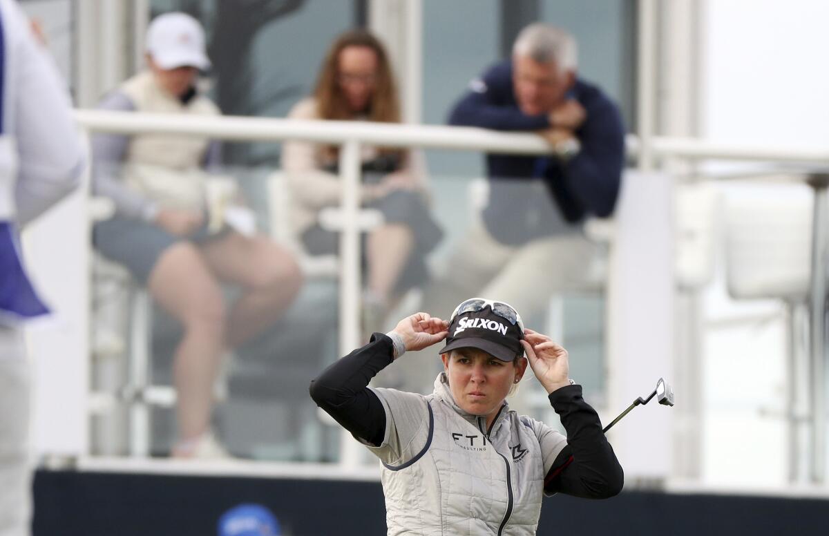 Ashleigh Buhai of South Africa is seen on the 13th green during the third round of the Women's British Open golf championship, in Muirfield, Scotland Saturday, Aug. 6, 2022. (AP Photo/Scott Heppell)