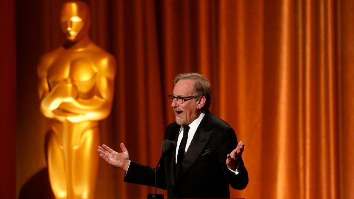 Steven Spielberg, pictured at the AMPAS Governors Awards in November 2018, thinks films should spend time in theaters if they are to be nominated for Oscars.