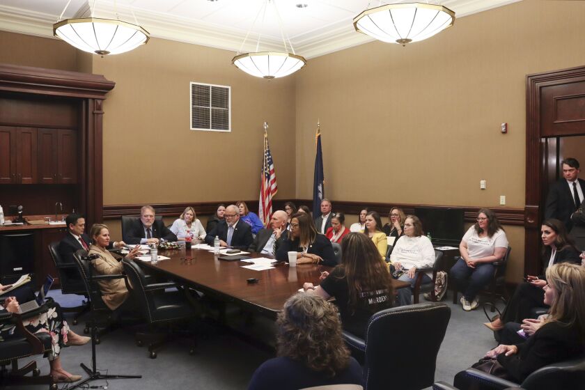 South Carolina Senators hear from the parents of people who died from fentanyl overdose on Jan. 19, 2023, in Columbia, S.C. State lawmakers across the nation are responding to the deadliest overdose crisis in U.S. history by pushing harsher penalties for possessing fentanyl. (AP Photo/James Pollard)