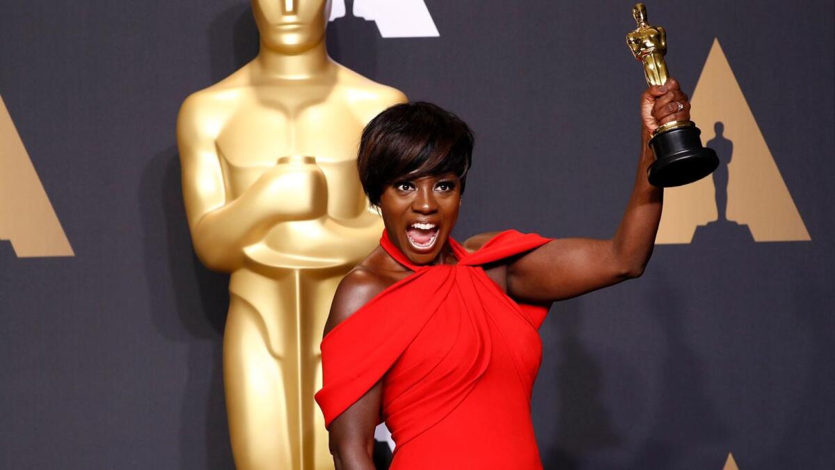 Viola Davis and her Oscar for best supporting actress.