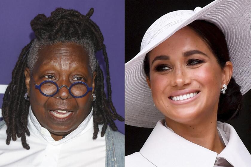 Actor and producer Whoopi Goldberg, left, and Meghan, Duchess of Sussex, at right. (Photos AP, file)
