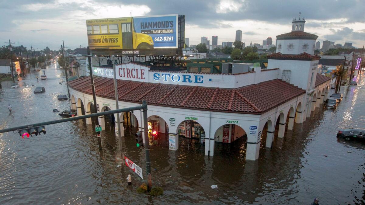 The Circle Food Store is engulfed in floodwaters in New Orleans on Aug. 5, 2017.