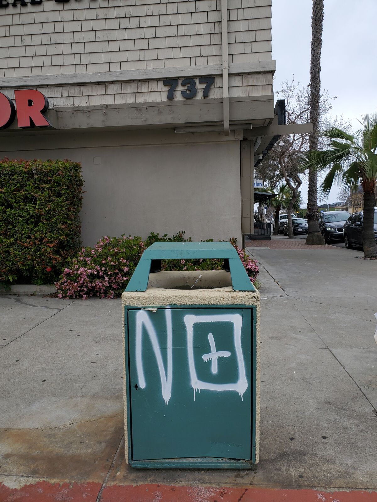Graffiti was reported at several locations in La Jolla on April 12, including on walls and trash receptacles.