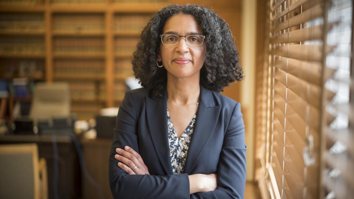 Justice Leondra R. Kruger stands in her San Francisco office