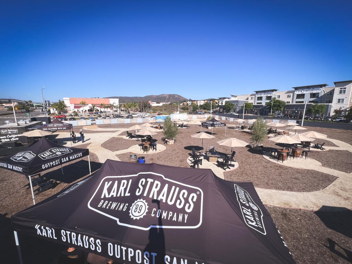 Karl Strauss opened The Outpost — a sprawling outdoor beer garden — in San Marcos last month.