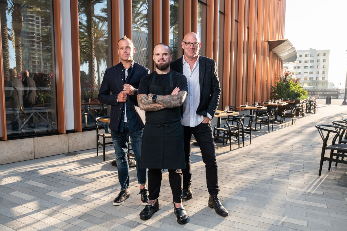 Brian Malarkey, Nate Appleman and Chris Puffer at Animae restaurant patio