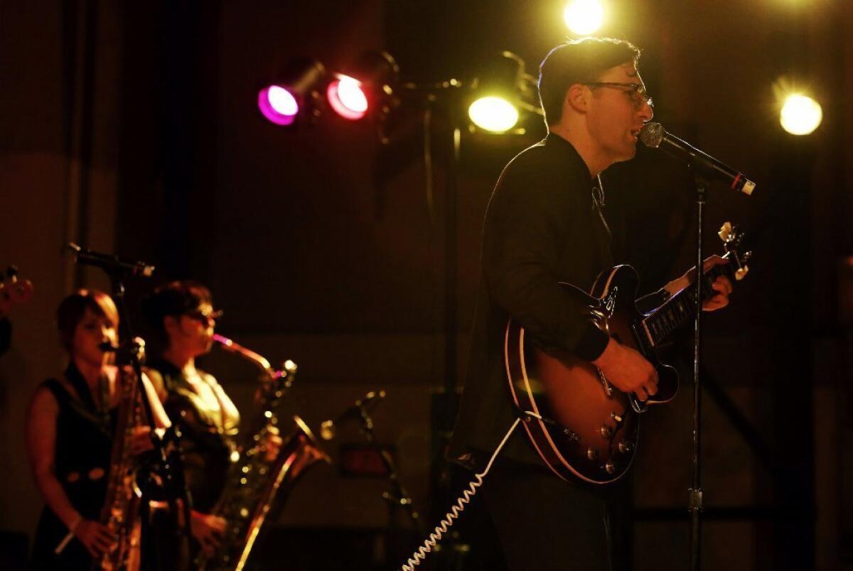 Nick Waterhouse performs at the American Legion Post 43 hall in Hollywood.