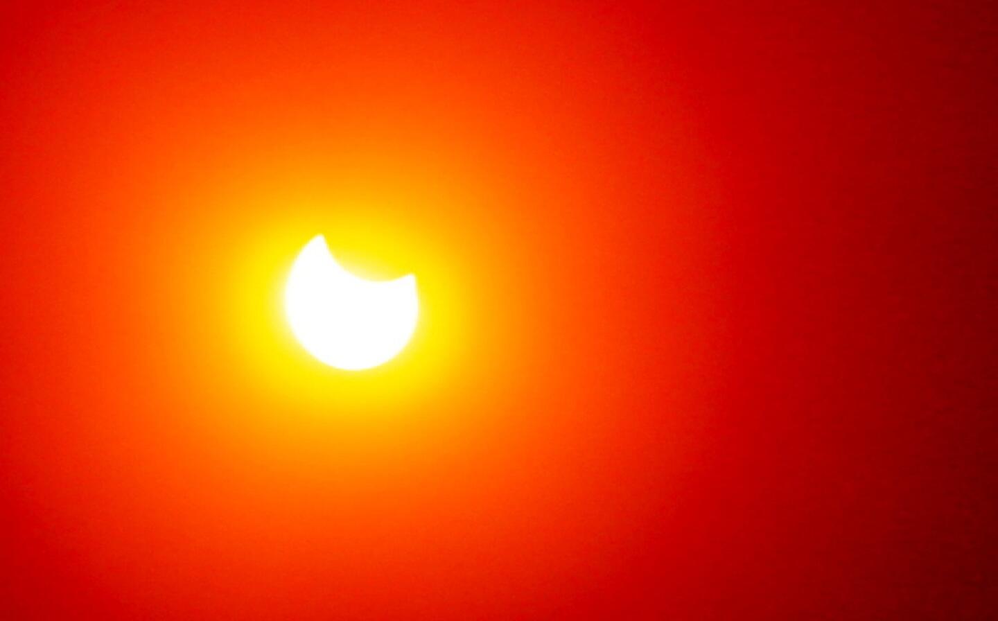 The partial eclipse of the sun as seen from the Mt. Wilson Observatory on Oct. 23.
