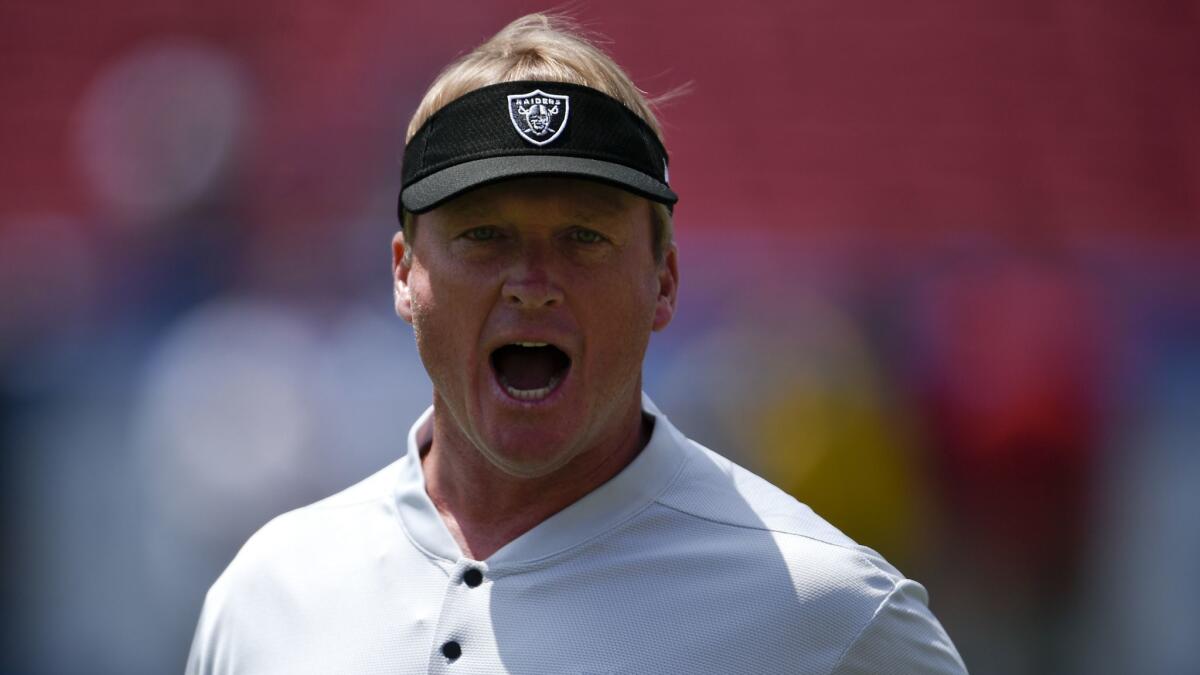 Jon Gruden has returned to the sidelines after a stint as a broadcaster.