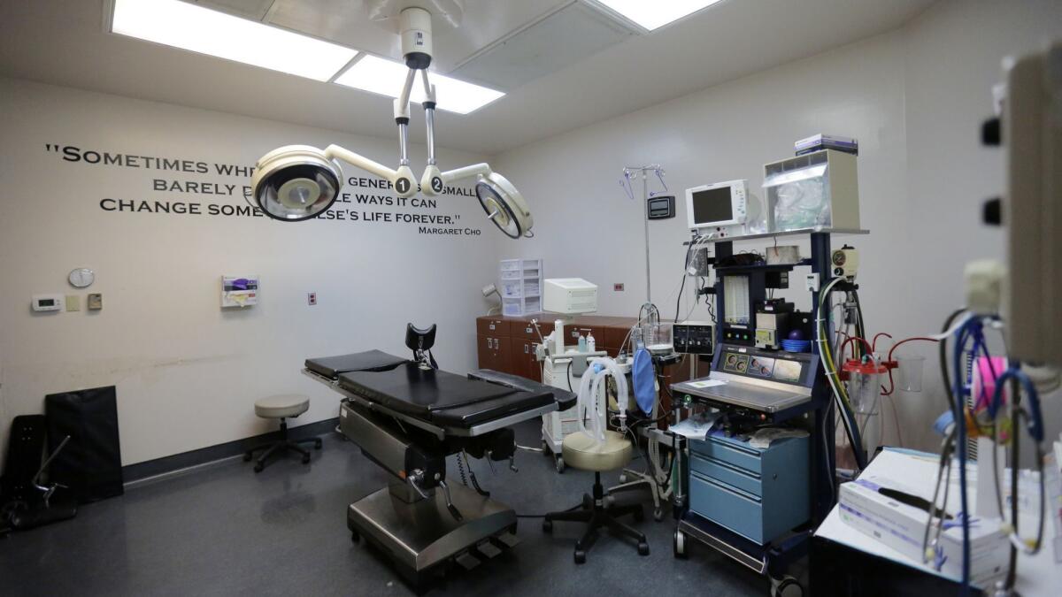 A medical operating room at Whole Womans Health of San Antonio.