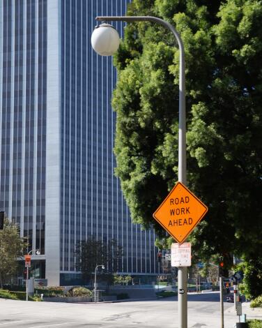 A 1960s street lamp in Century City in Los Angeles.