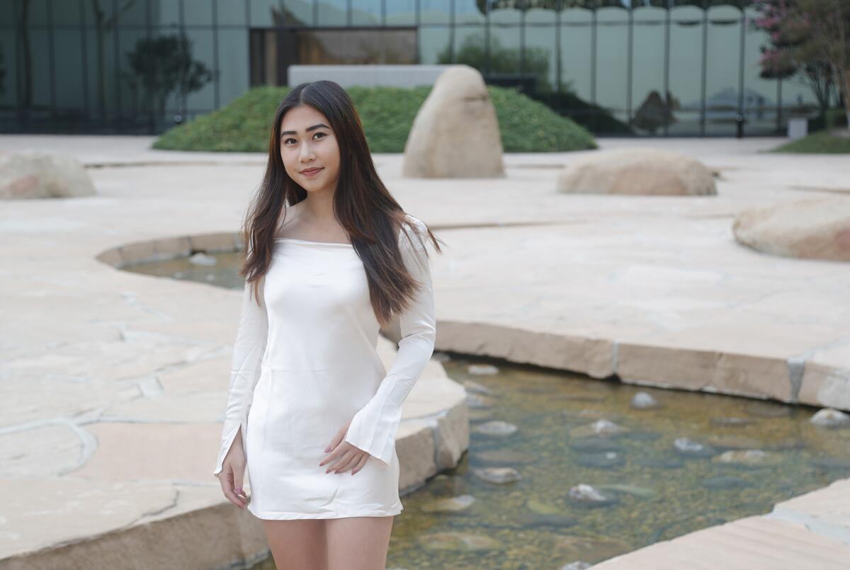 Poet Tina Mai at the Noguchi Gardens in Costa Mesa. Mai is the newly appointed O.C. youth poet laureate.