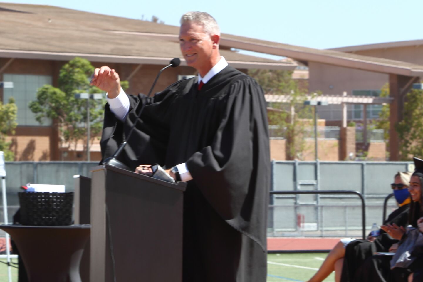 Principal Brett Killeen addresses the graduating Class of 2021