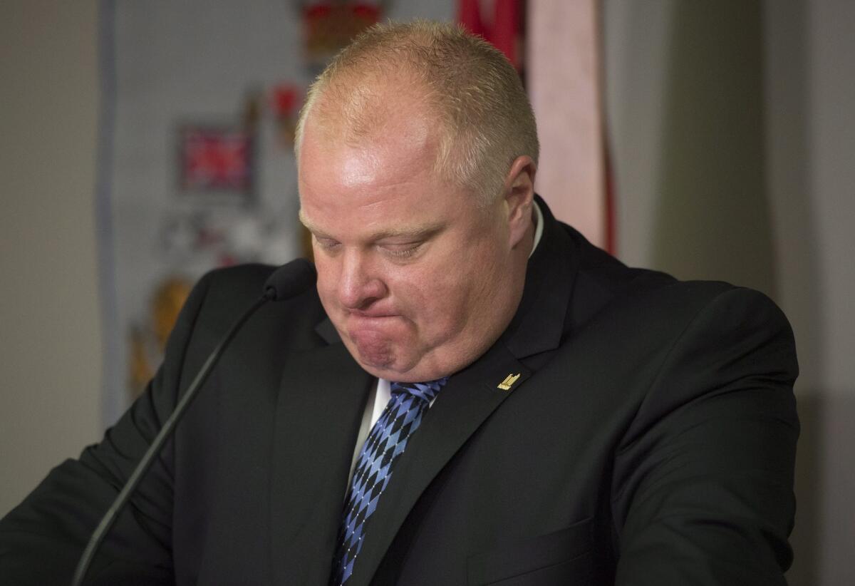 Toronto Mayor Rob Ford holds a news conference June 30 after his stay in a rehabilitation facility. Ford has been diagnosed with a rare form of cancer, his doctors announced Wednesday.