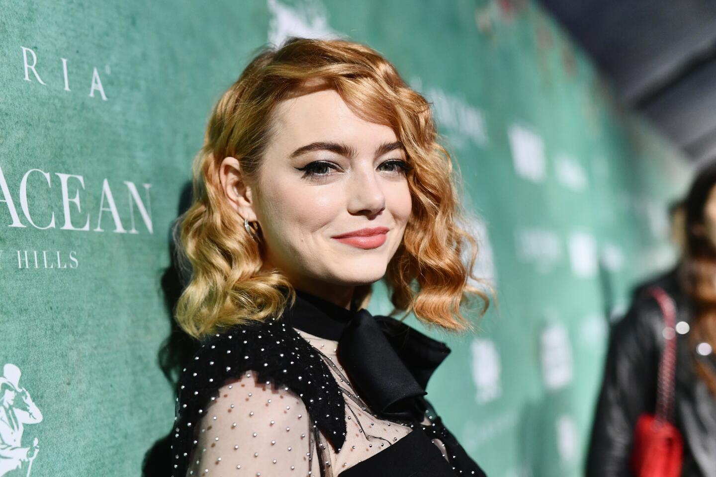 "Battle of the Sexes" actress Emma Stone attends.