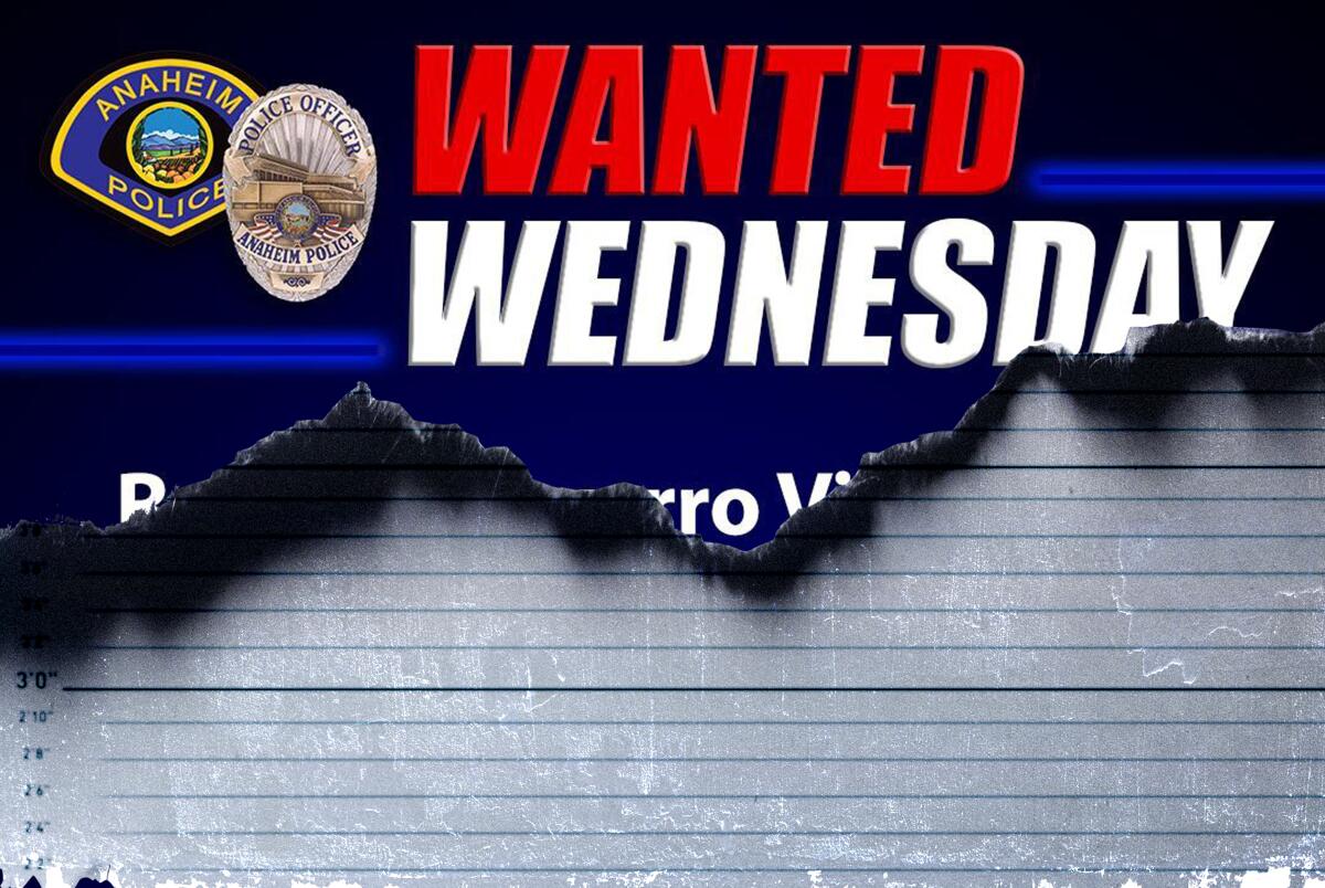 Photo illustration of a police department social media wanted poster on top and a mugshot height chart on bottom.