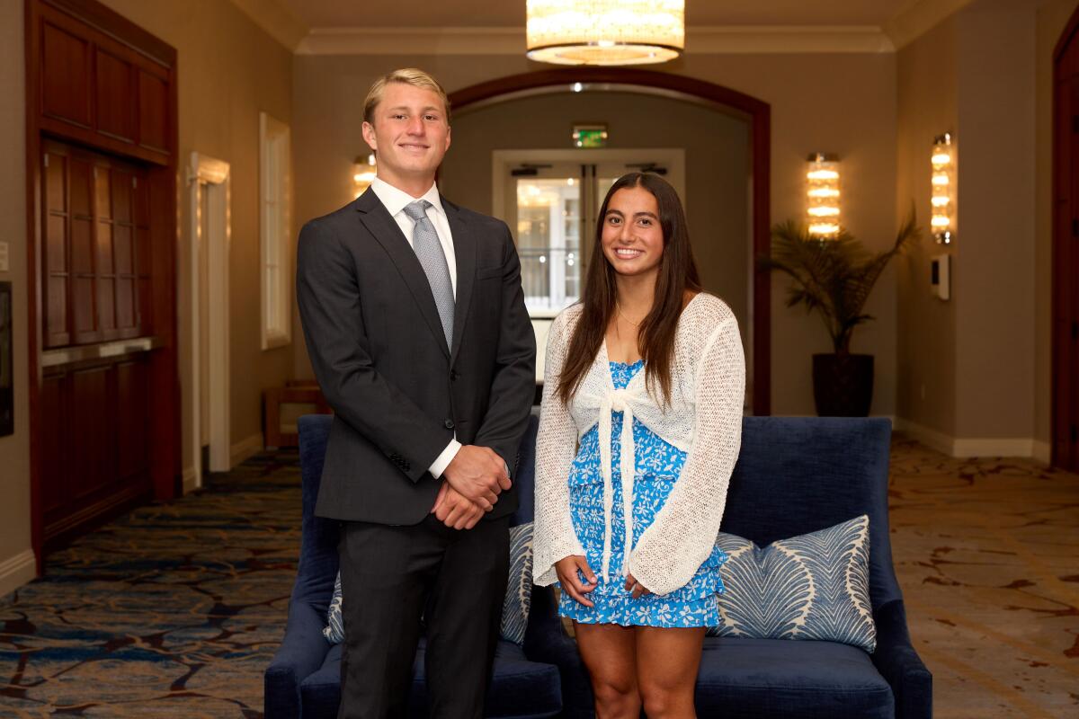 Pinnacle award winners Gavin Appeldorn and Sophia del Villar, outstanding achievement in academics and athletics.