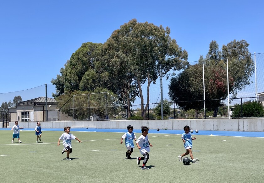 Students from the San Diego Unified School District participate in the soccer academy