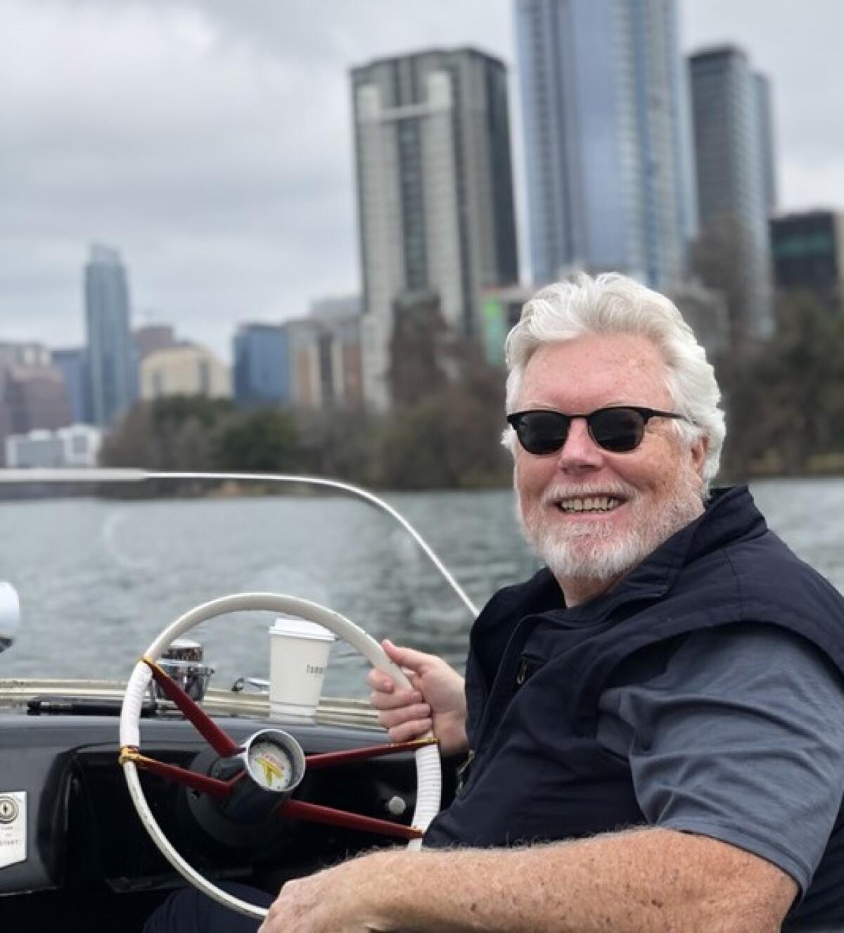 Rich Connell on a boat