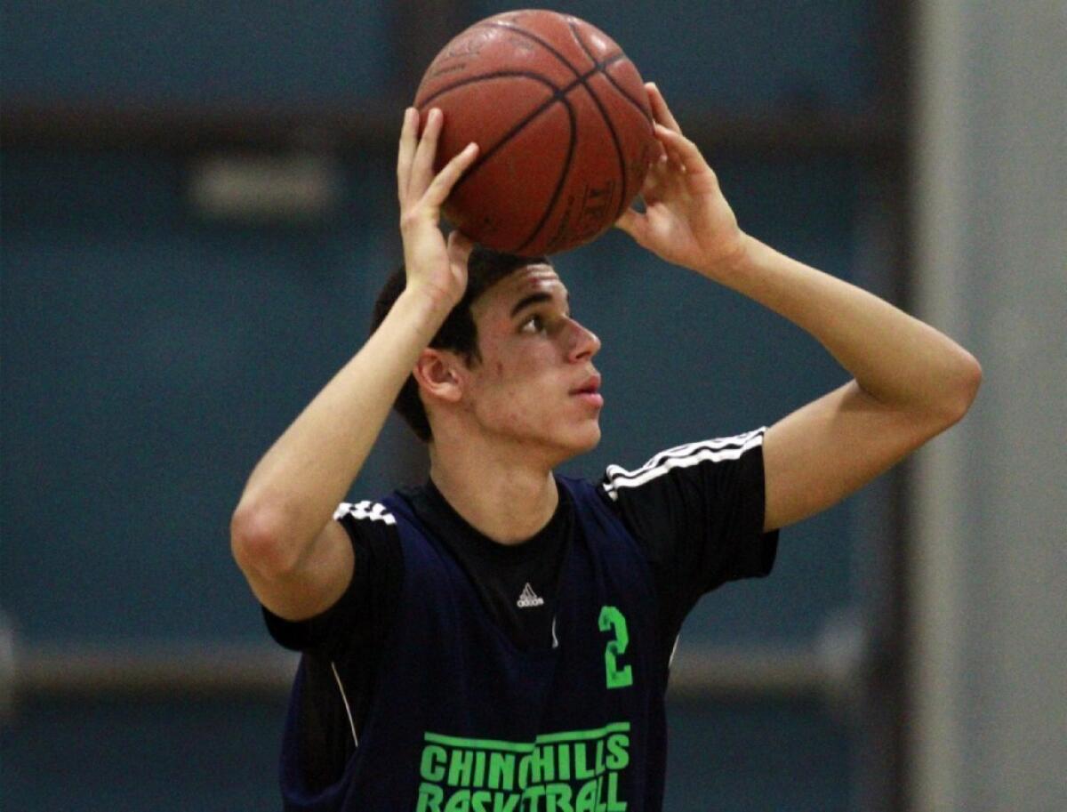 Chino Hills' guard Lonzo Ball practices on Nov. 20.