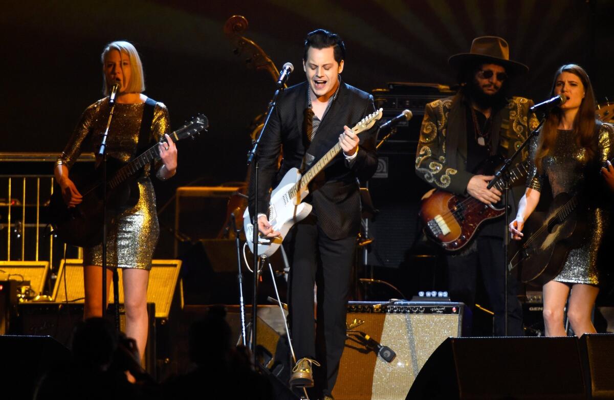 Jack White performs at the 25th anniversary MusiCares 2015 Person Of The Year Gala honoring Bob Dylan at the Los Angeles Convention Center on Feb. 6, 2015.