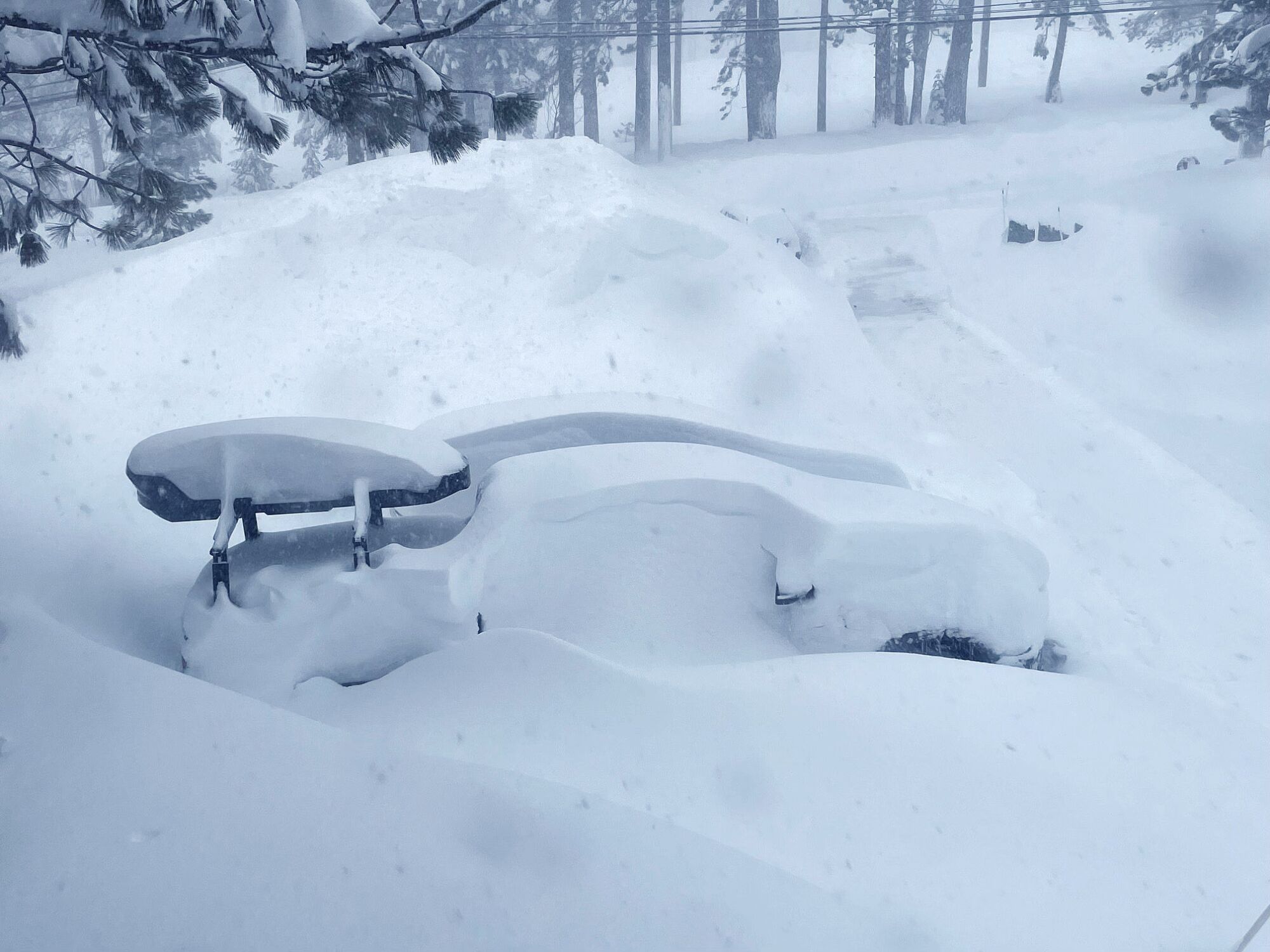 A truck is buried under snow