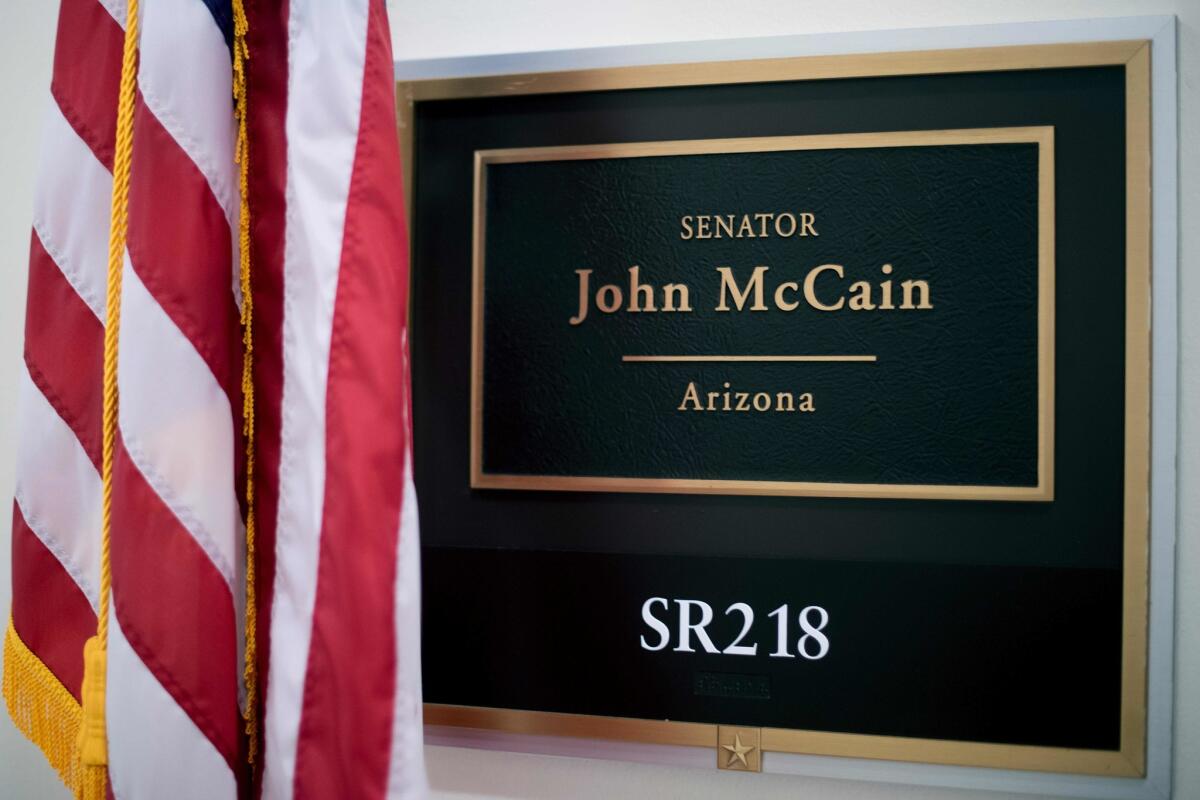 Sen. John McCain's office at the Russell Senate Office Building on Capitol Hill.