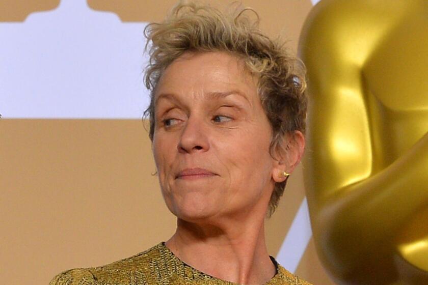 Best actress winner Frances McDormand backstage at the 90th Academy Awards on Sunday, March 4, 2018.