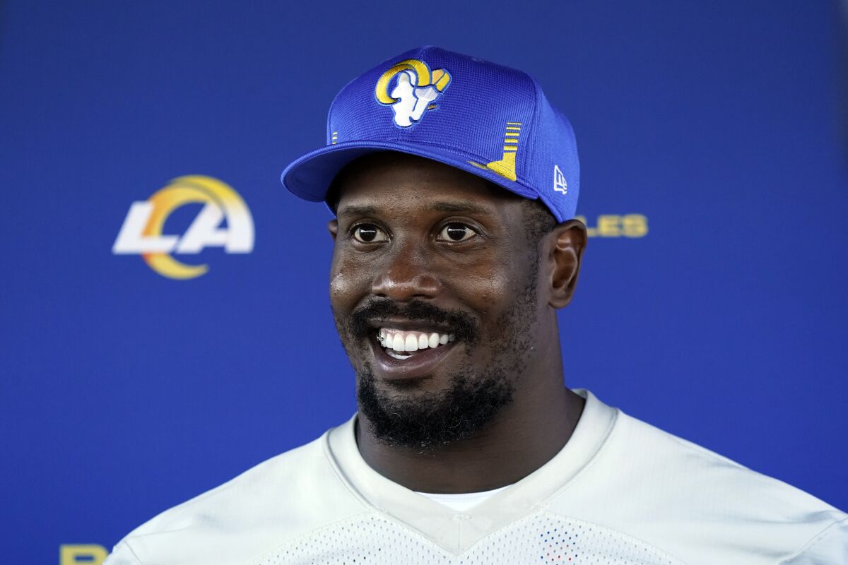 Being acquired by the Rams has brought a smile to outside linebacker Von Miller.