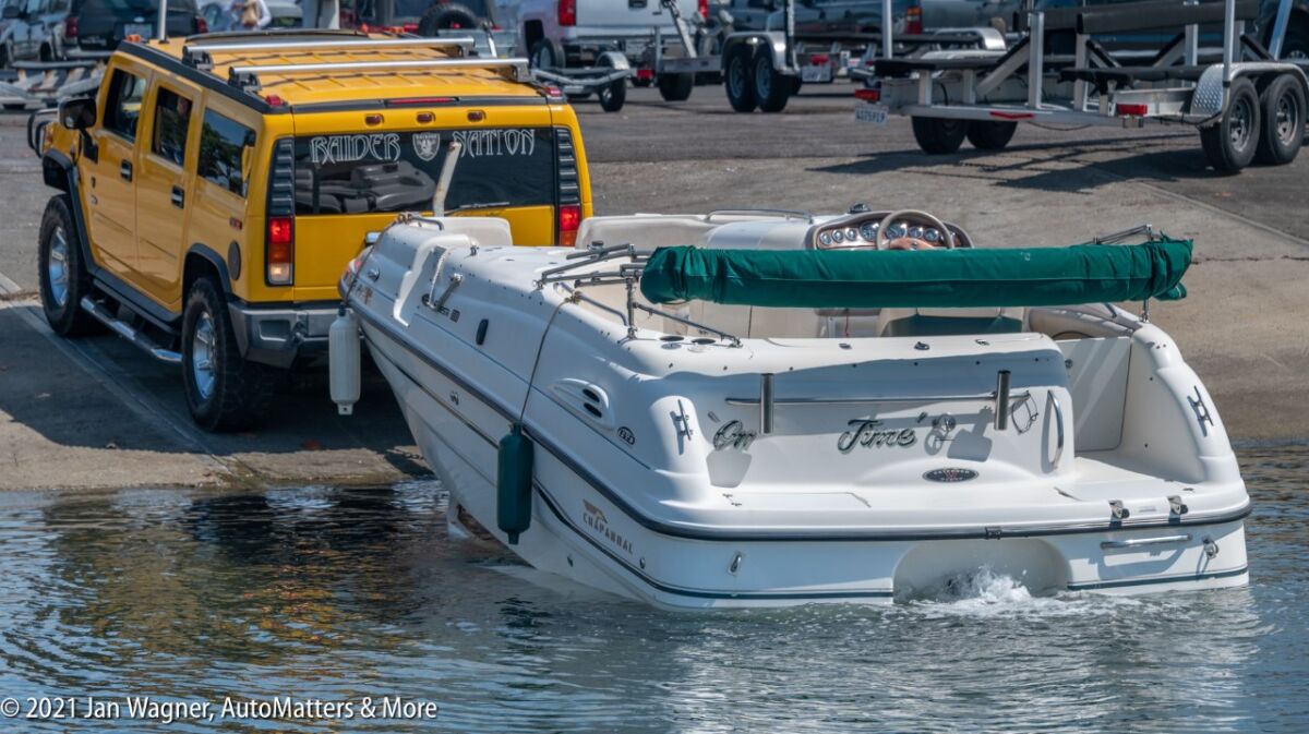 HUMMER launching a boat