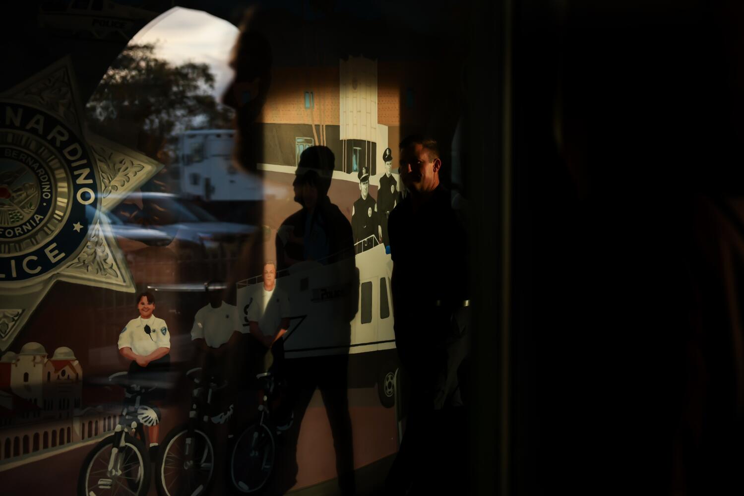 Late afternoon sunlight spills into the San Bernardino Police Department
