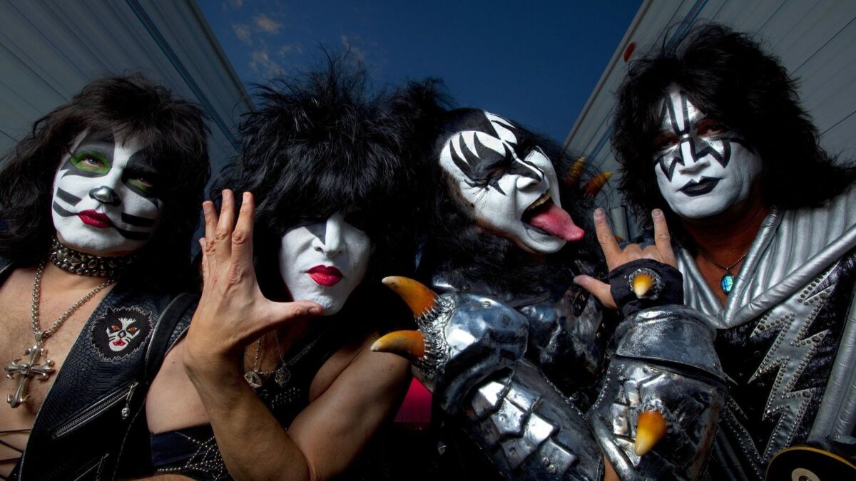 Eric Singer from left, Paul Stanley, Gene Simmons and Tommy Thayer, of the legendary American rock band Kiss.