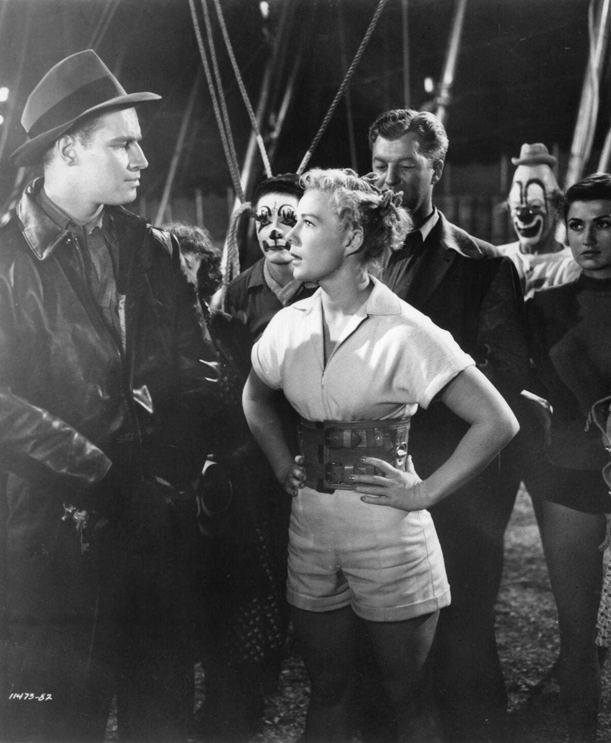 Charlton Heston is confronted by Betty Hutton in “The Greatest Show On Earth” (1951)