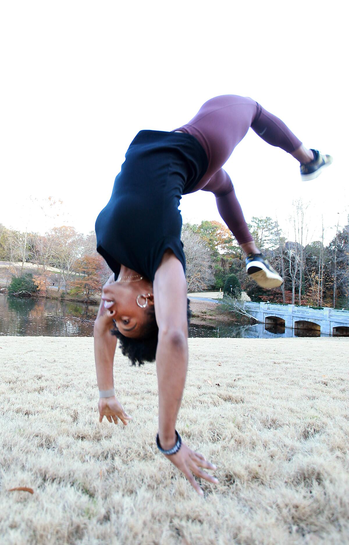 Sadiqua Bynum's gymnastic skills have served her well as a stuntwoman.