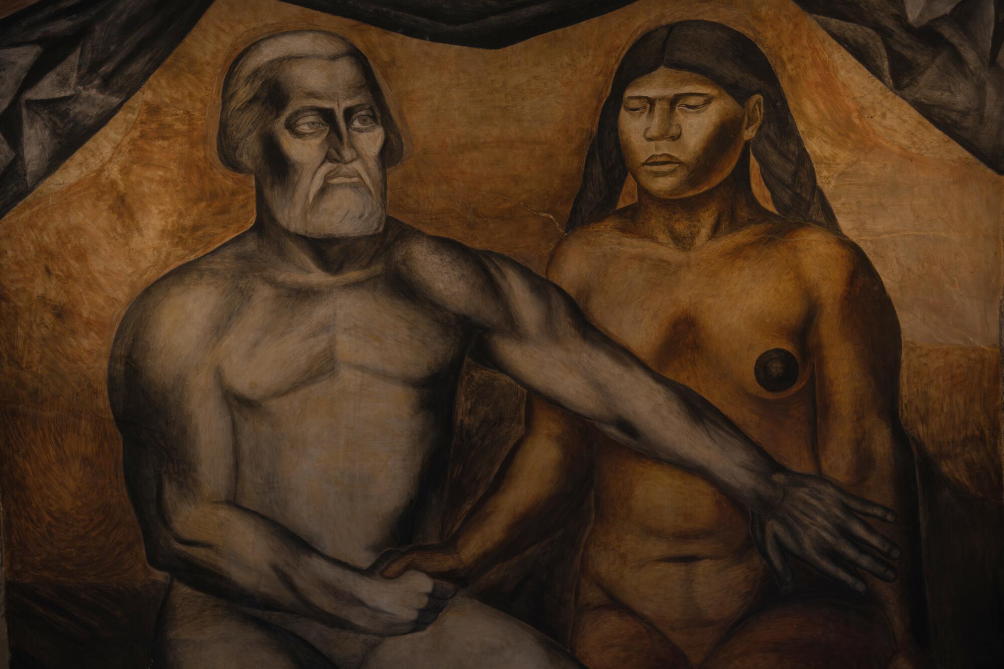 The Monumento al Mestizaje depicts Hernan Cortes and La Malinche