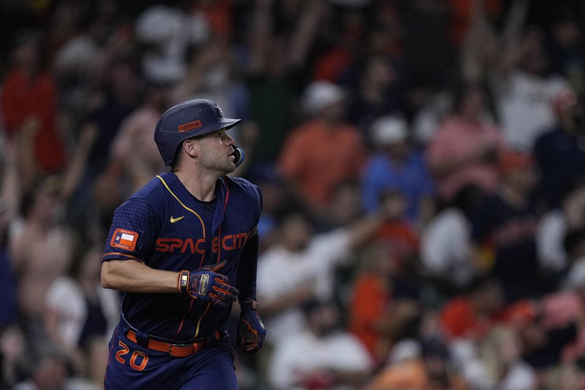 Abreu, Alvarez and Altuve power Astros to rout of Rangers in Game 4