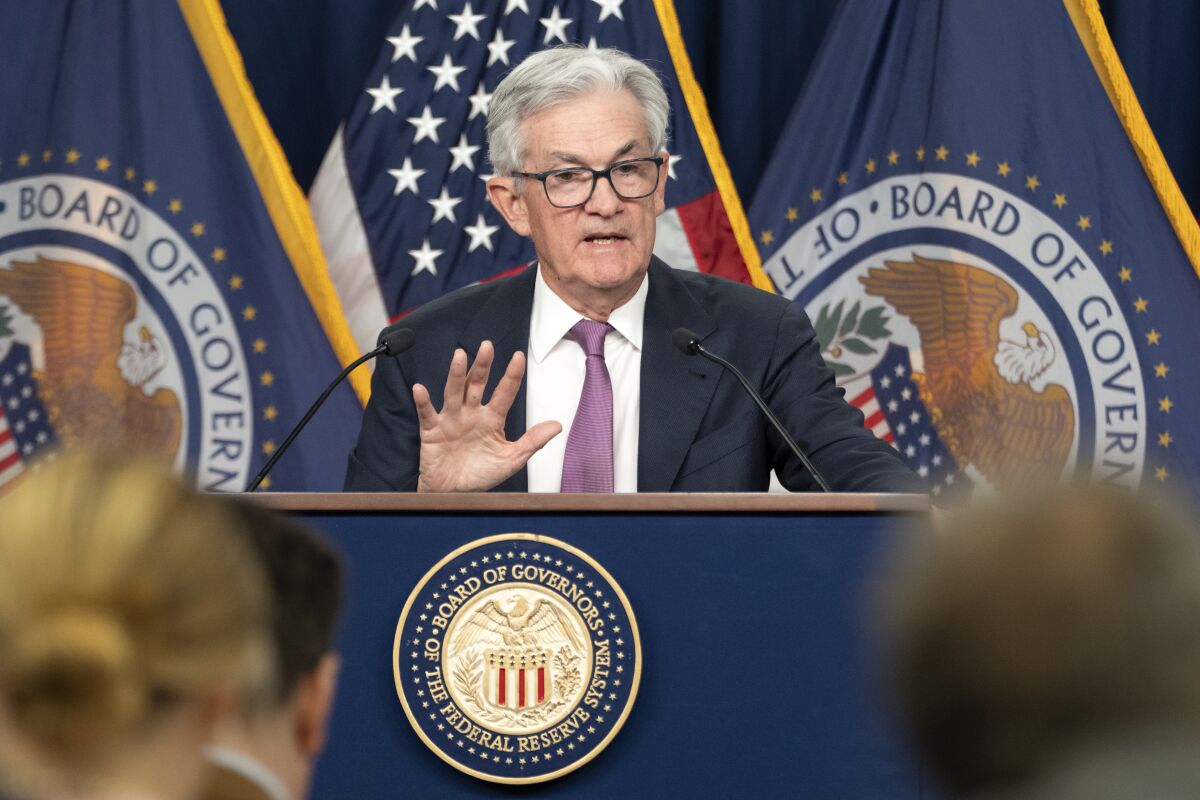 Federal Reserve chair Jerome Powell speaks during a news conference, Wednesday, Feb. 1, 2023, at the Federal Reserve Board in Washington. (AP Photo/Jacquelyn Martin)
